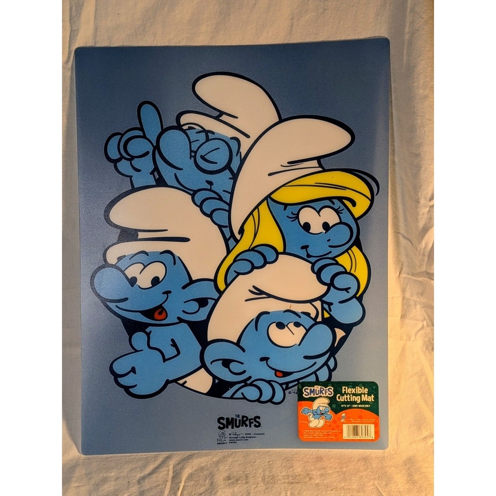 The Smurfs Flexible Cutting Mat 15" x 12" Kitchen Prep Board Smurfette Papa Smur